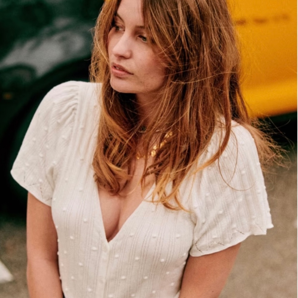 Worn Once- Sezane Justine Organic Cotton Cardigan Made in Italy- Size Small